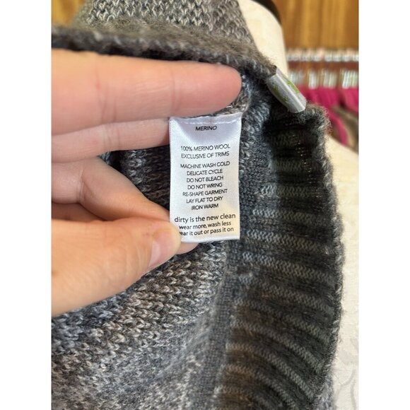 Toad&Co Horny Toad MERINO WOOL Eclair Sweater Gray V- Neck Long sleeve Ribbed M - Picture 8 of 9